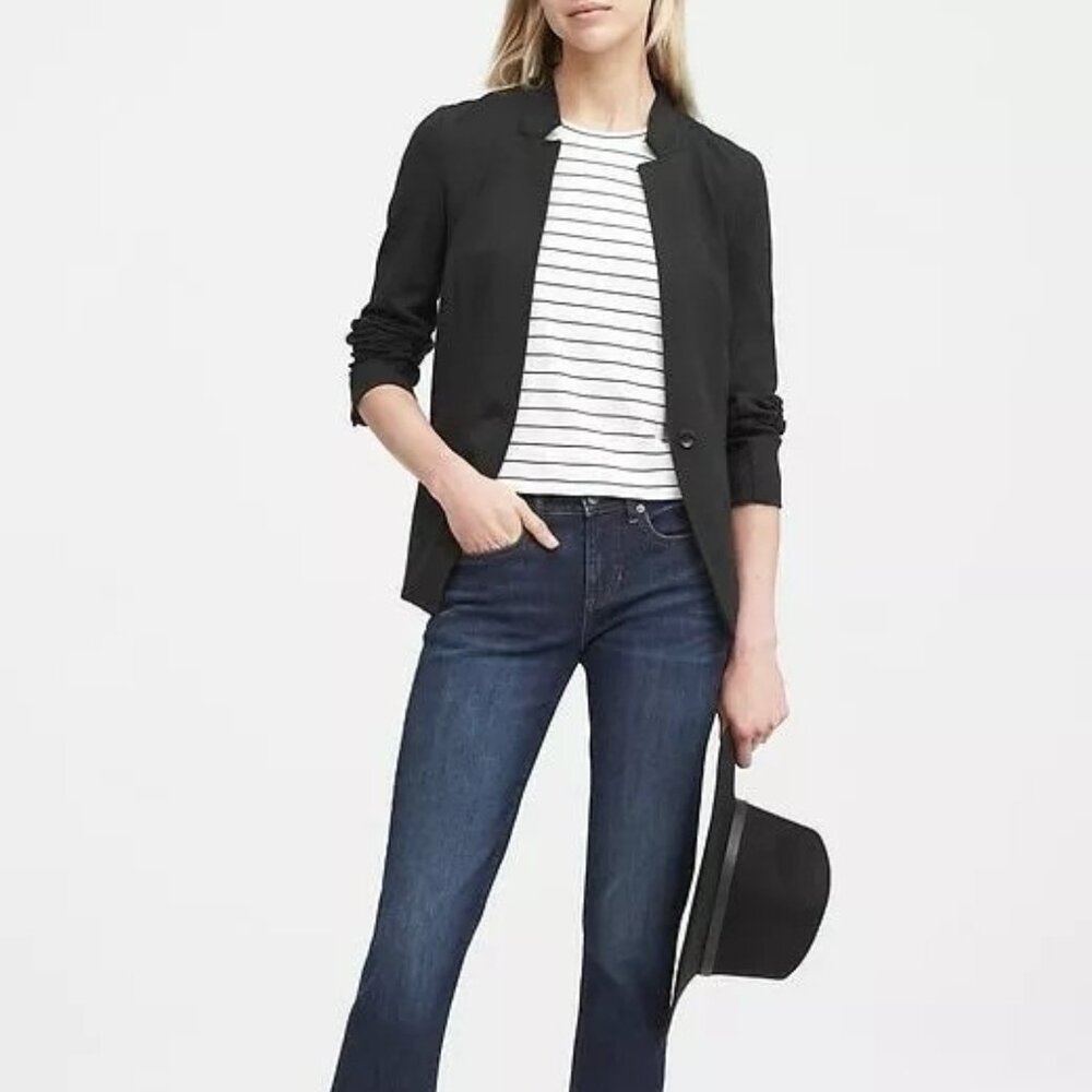 NEW Banana Republic Unstructured Stretch Ponte Blazer 0 - Picture 1 of 6